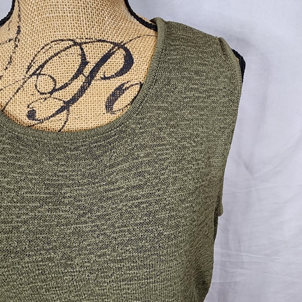 Vintage UNIFORM John Paul Richard Size XL Olive Sleeveless Palm Tree Sweater EUC - Picture 8 of 11